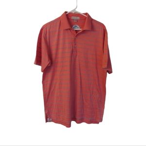Peter Millar Golf Polo Shirt Men’s Size Medium Pink Blue Stripe Crown